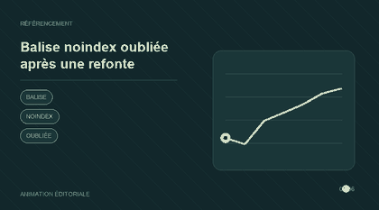 Animation explicative : Balise noindex oubliée après une refonte